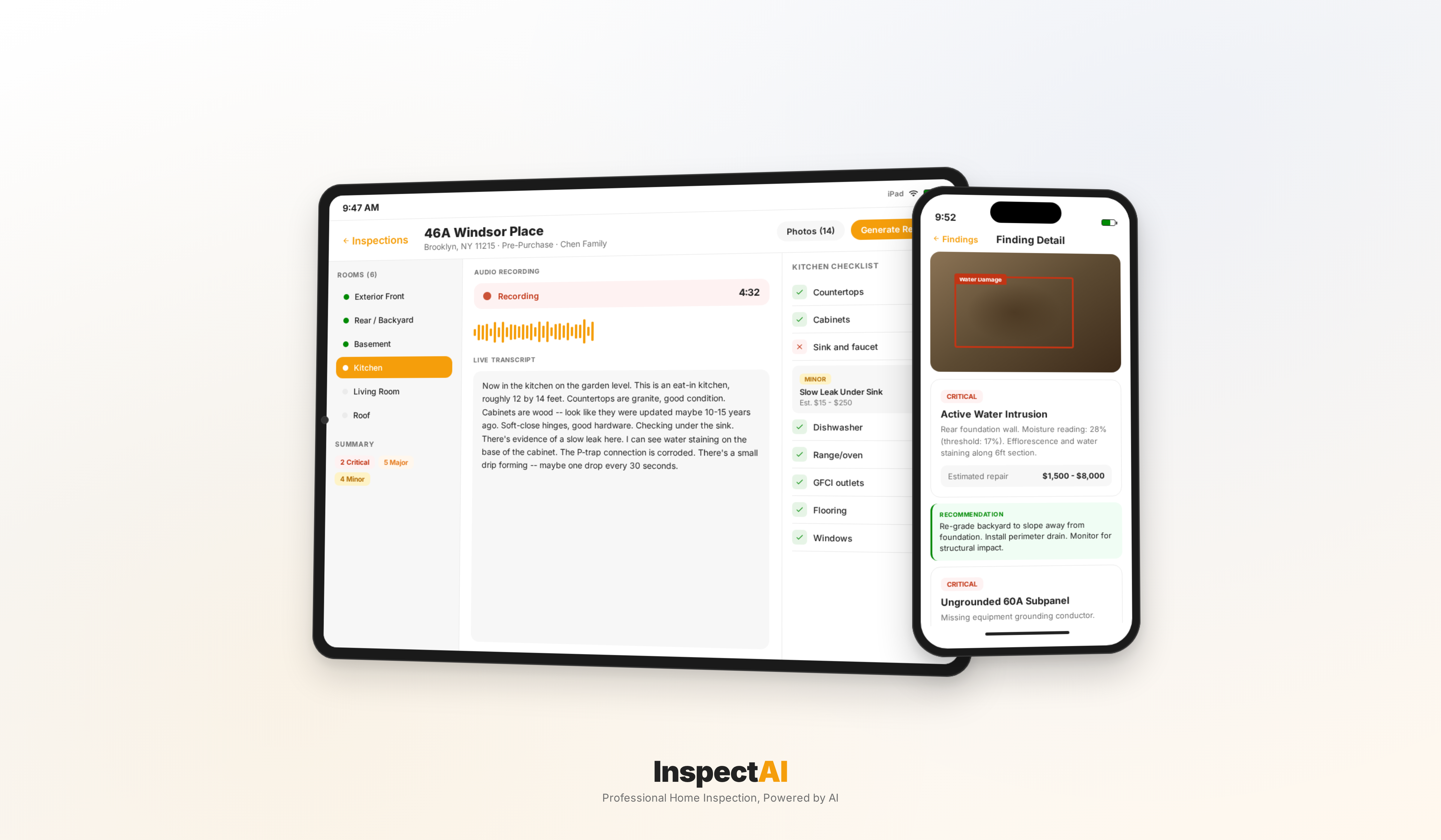 InspectAI on iPad Pro and iPhone